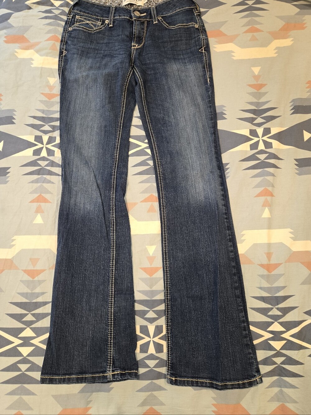 Ariat Real Denim Dark Wash Boot Cut Jeans Size: 28L - Picture 2 of 5